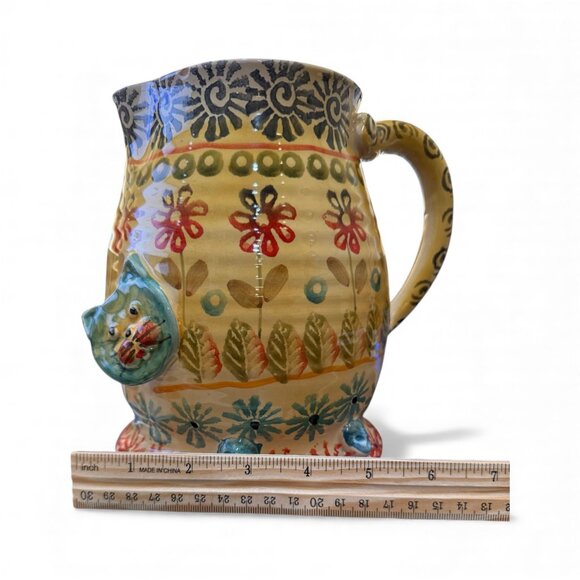 Modigliani VINTAGE Hand Painted Festa Pitcher with Cat Design - Picture 3 of 10